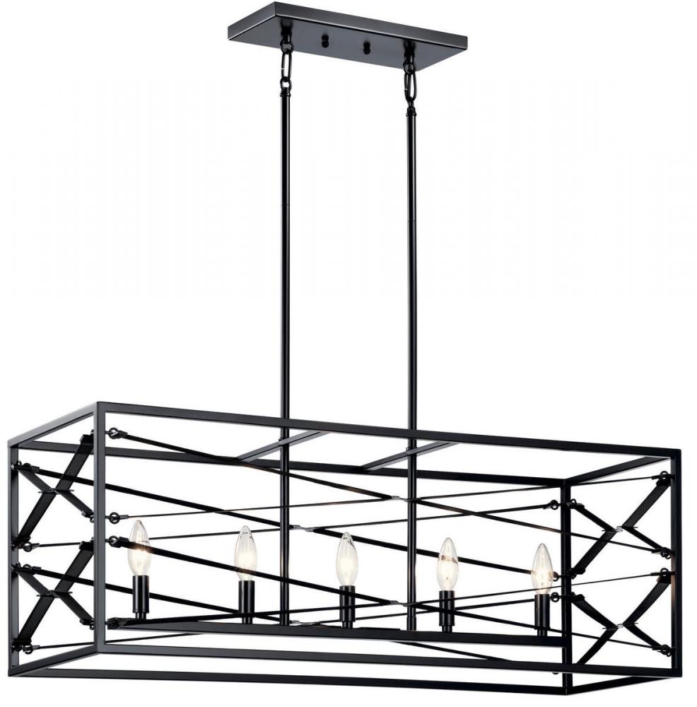 Sevan™ 5 Light Linear Chandelier Black