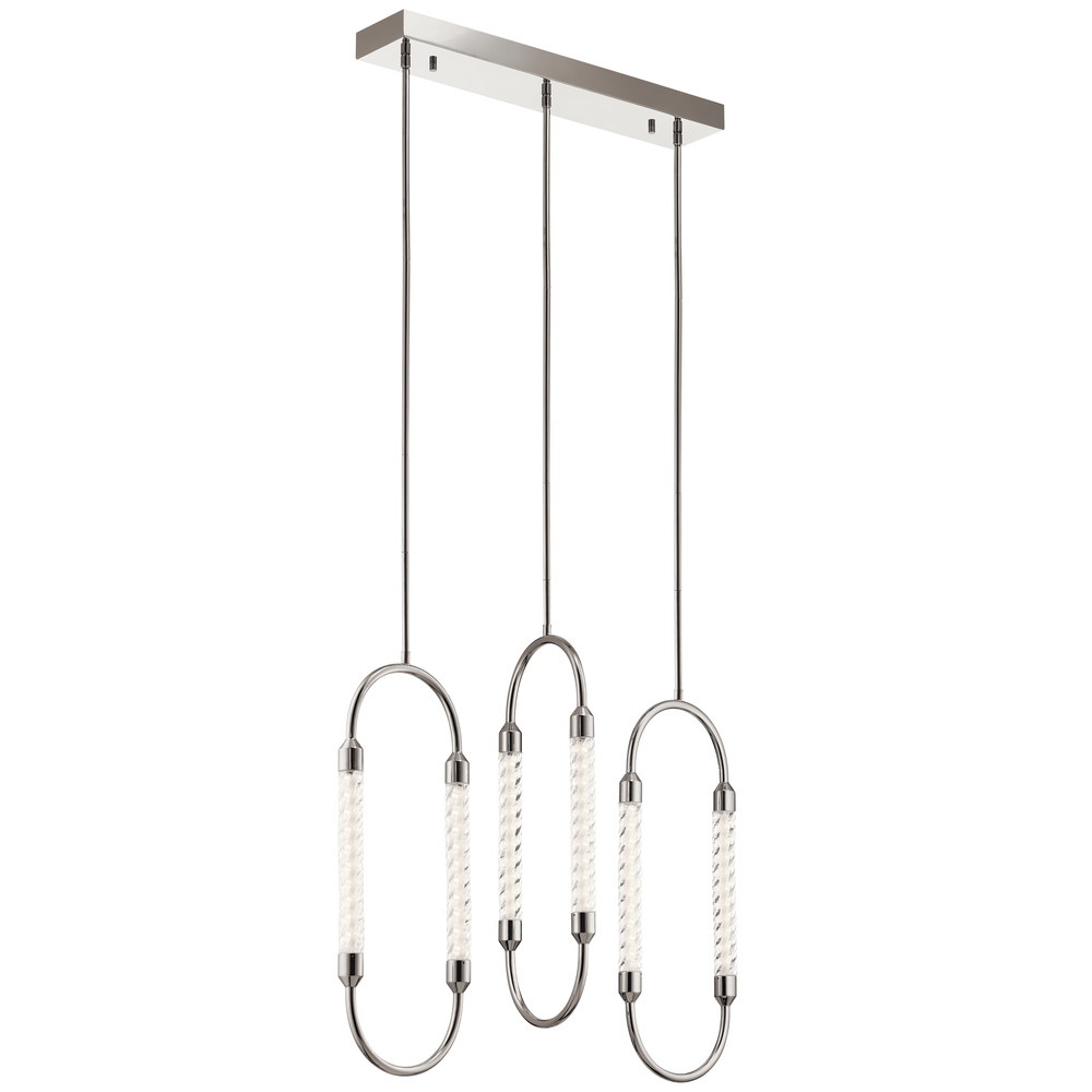 Delsey™ 3 Light Linear Pendant Cluster Polished Nickel