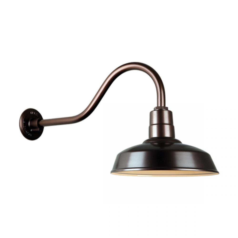 14" Gooseneck Light Warehouse Shade, QSNHL-A Arm