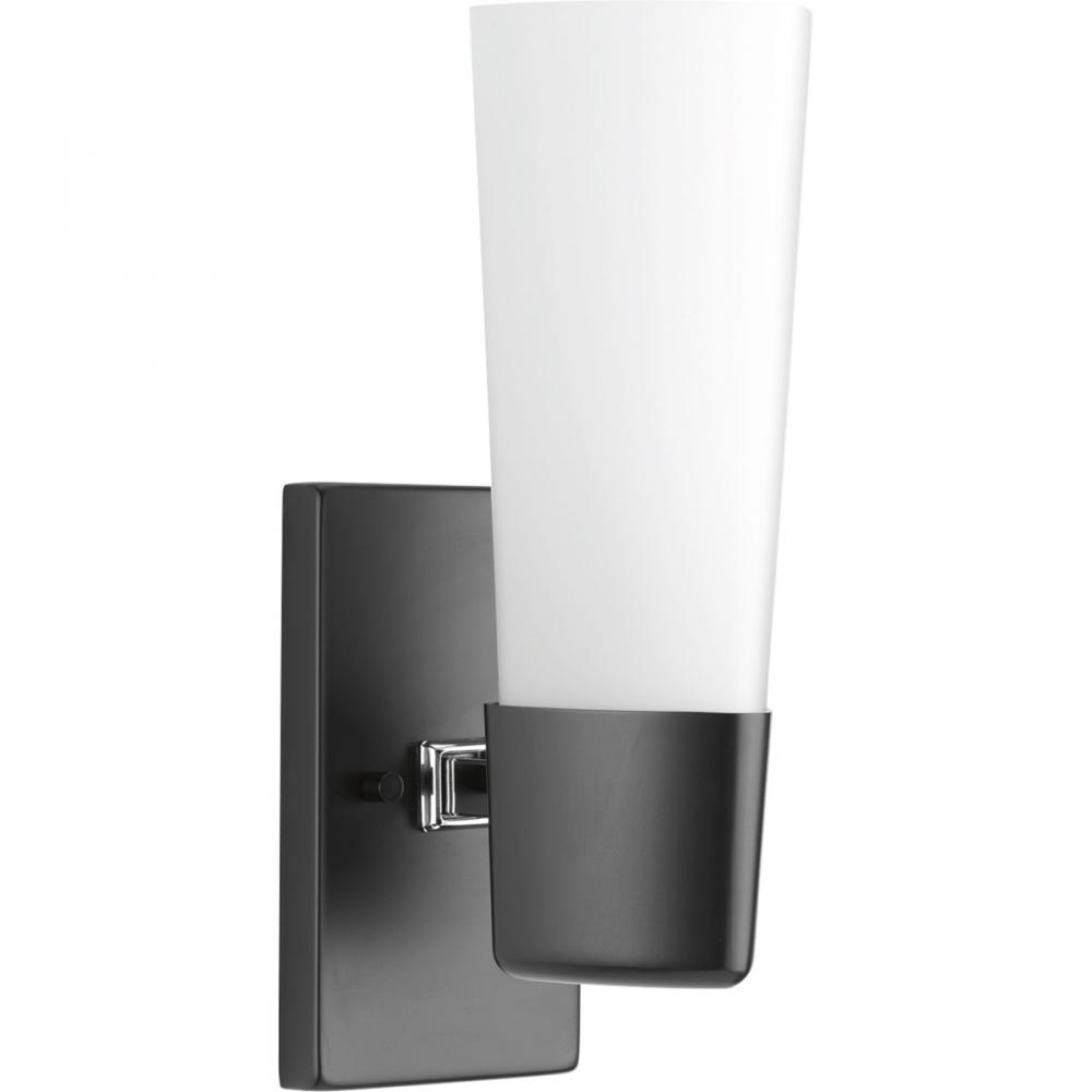 Zura Collection One-Light Matte Black Etched Opal Glass Modern Bath Vanity Light