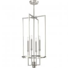 Progress P500363-009 - Elara Collection Four-Light New Traditional Brushed Nickel Chandelier Foyer Light