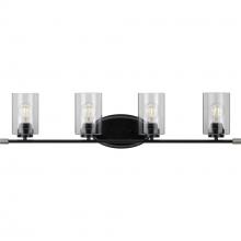 Progress P300279-031 - Riley Collection Four-Light Matte Black Clear Glass Modern Bath Vanity Light