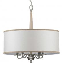 Progress P400218-009 - Durrell Collection Four-Light Brushed Nickel Sailcloth Linen Fabric Shade Coastal Chandelier Light