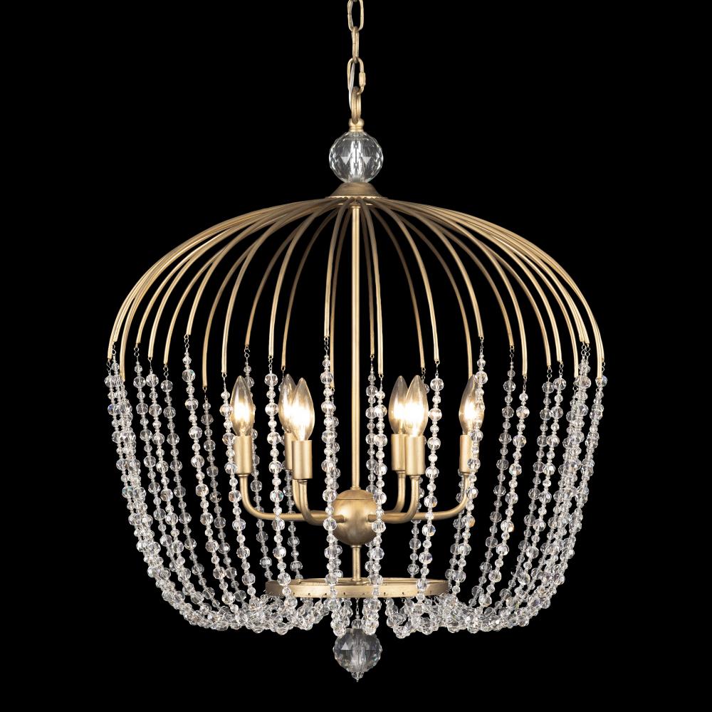 Voliere 6-Lt Crystal Tall Pendant - Havana Gold