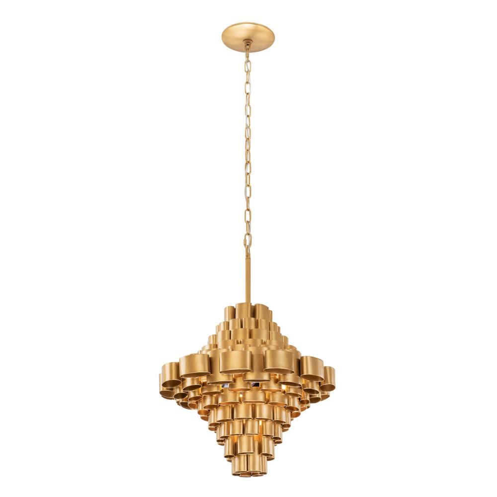 Totally Tubular 5-Lt Foyer - Antique Gold/Carbon Black