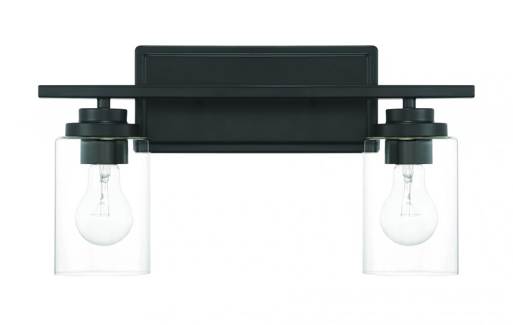 Clark 2 Light Vanity in Flat Black