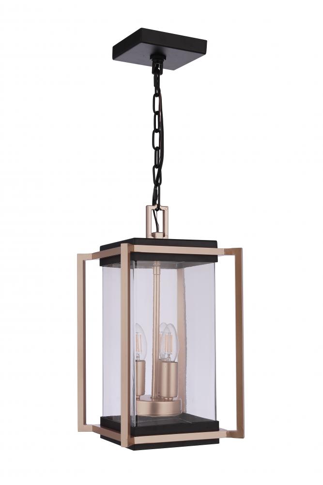 Metalwork 3 Light Outdoor Pendant in Midnight/Satin Brass