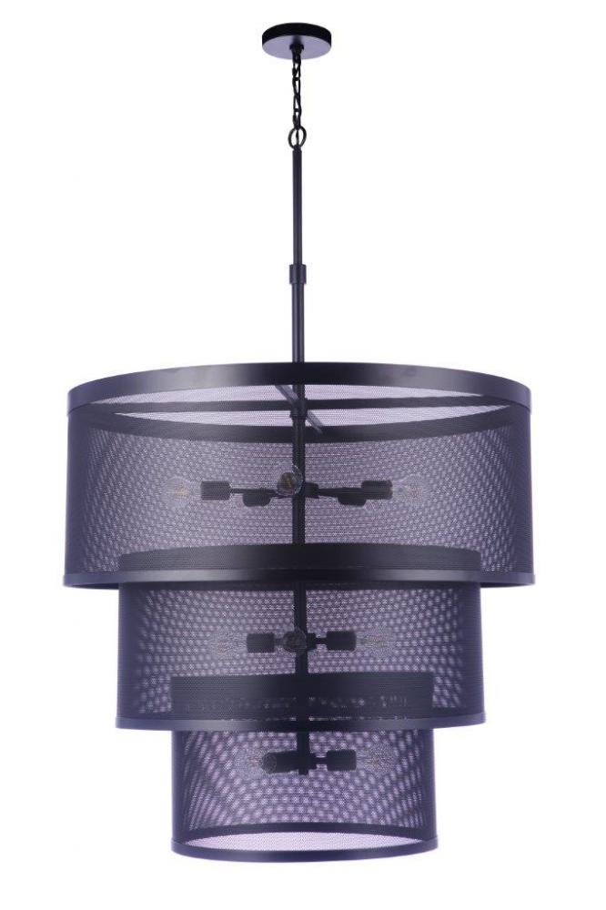 Mesh 12 Light Pendant in Flat Black