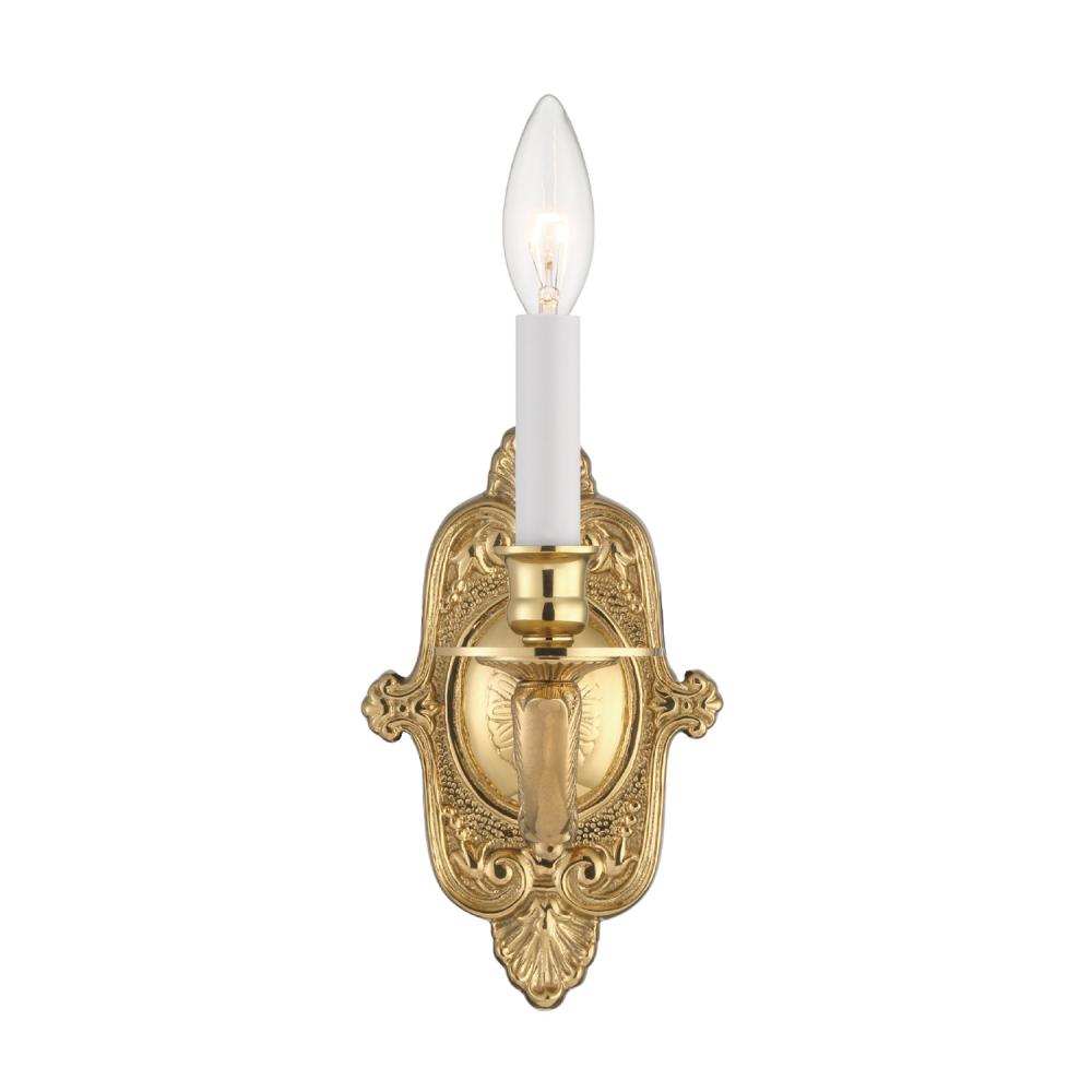 Crystorama 1 Light Polished Brass Cast Sconce