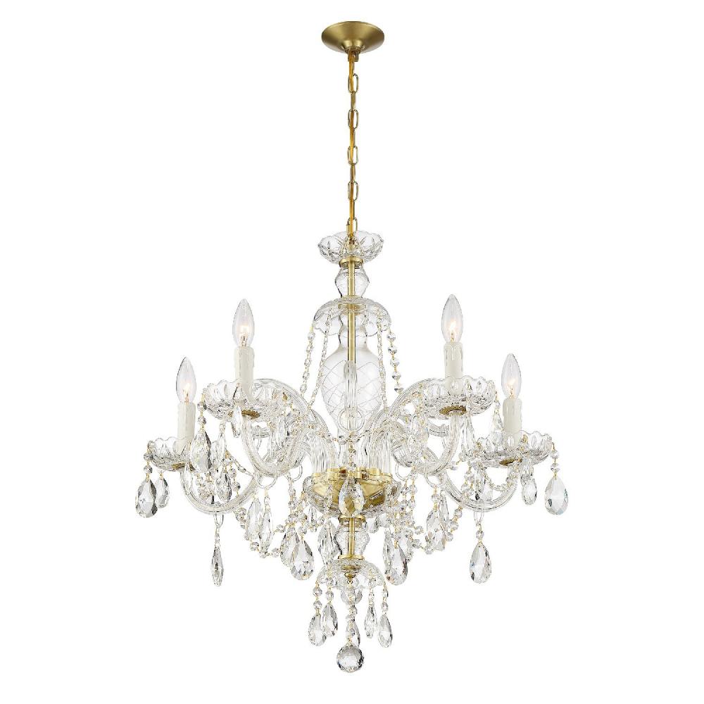 Candace 5 Light Swarovski Strass Crystal Polished Brass Chandelier