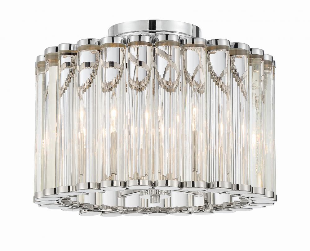 Libby Langdon Elliot 4 Light Polished Nickel Semi Flush Mount