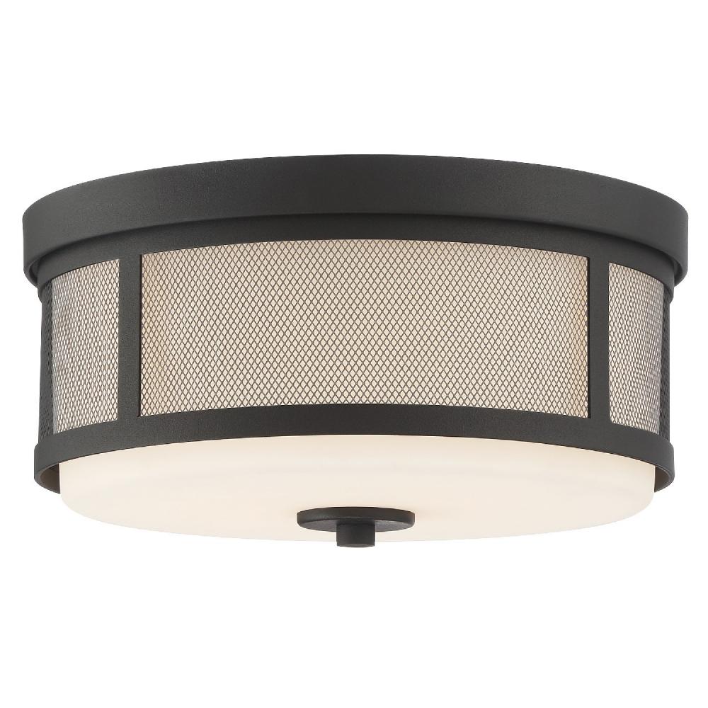 Trevor 2 Light Black Forged Flush Mount