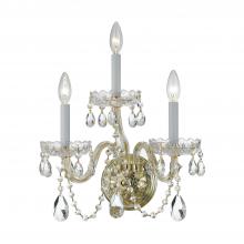 Crystorama 1033-PB-CL-S - Traditional Crystal 3 Light Swarovski Strass Crystal Polished Brass Sconce