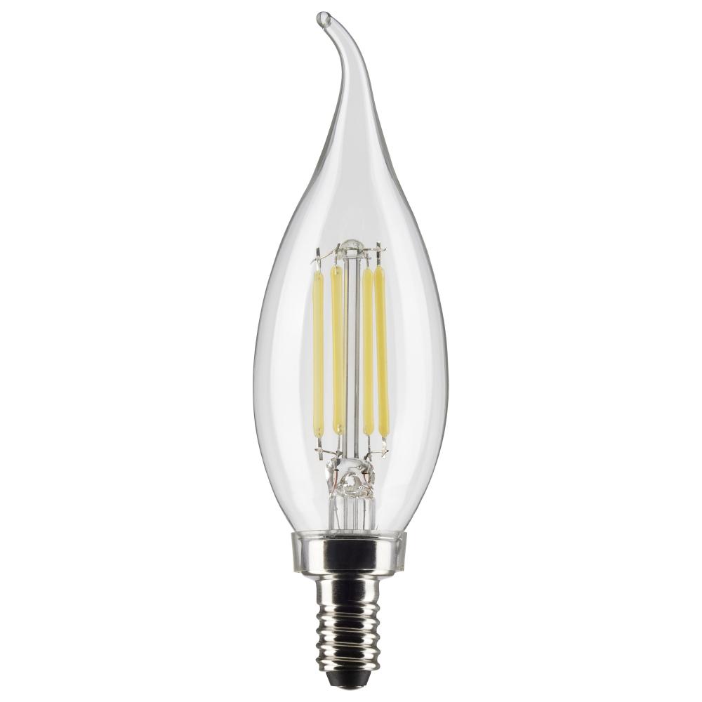 5.5 Watt CA10 LED; Clear; Candelabra base; 90 CRI; 3000K; 120 Volt