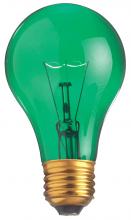 Satco Products Inc. S6081 - 25 Watt A19 Incandescent; Transparent Green; 2000 Average rated hours; Medium base; 130 Volt