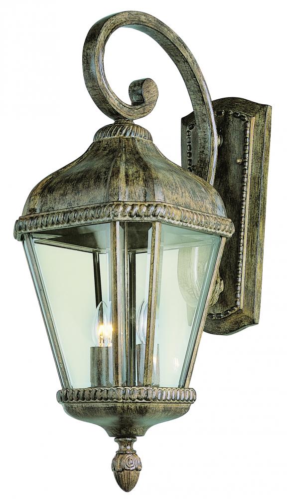 Covington 2-Light Braided Crown Trim and Clear Beveled Glass Coach Wall Lantern