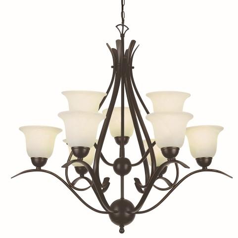 Aspen 35-In., 2-Tier, 9-Shade Chandelier with Chain