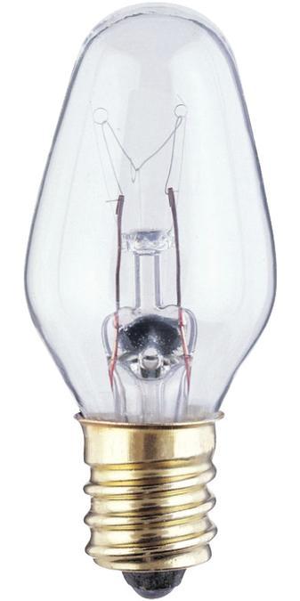 7W C7 Incandescent Clear E12 (Candelabra) Base, 120 Volt, Card, 2-Pack