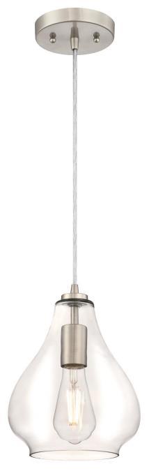 Mini Pendant Brushed Nickel Finish Clear Glass