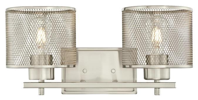 2 Light Wall Fixture Brushed Nickel Finish Mesh Shades