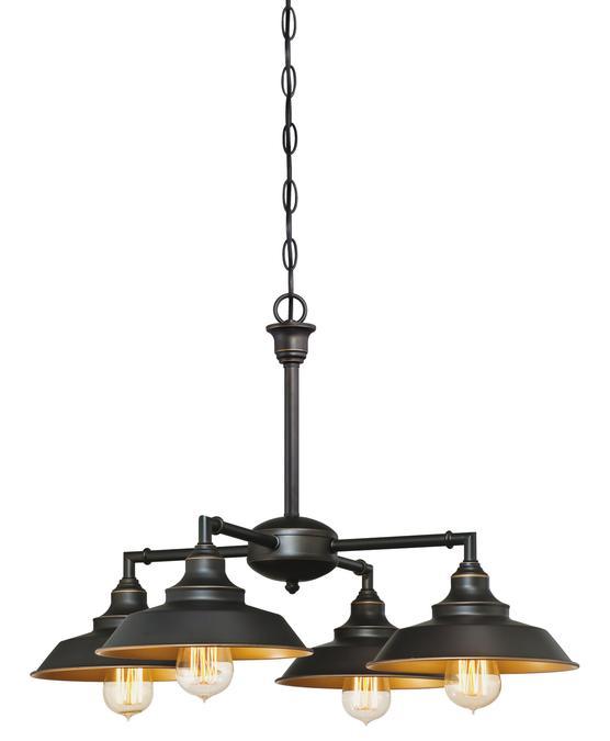 4 Light Chandelier/Semi-Flush Oil Rubbed Bronze Finish with Highlights