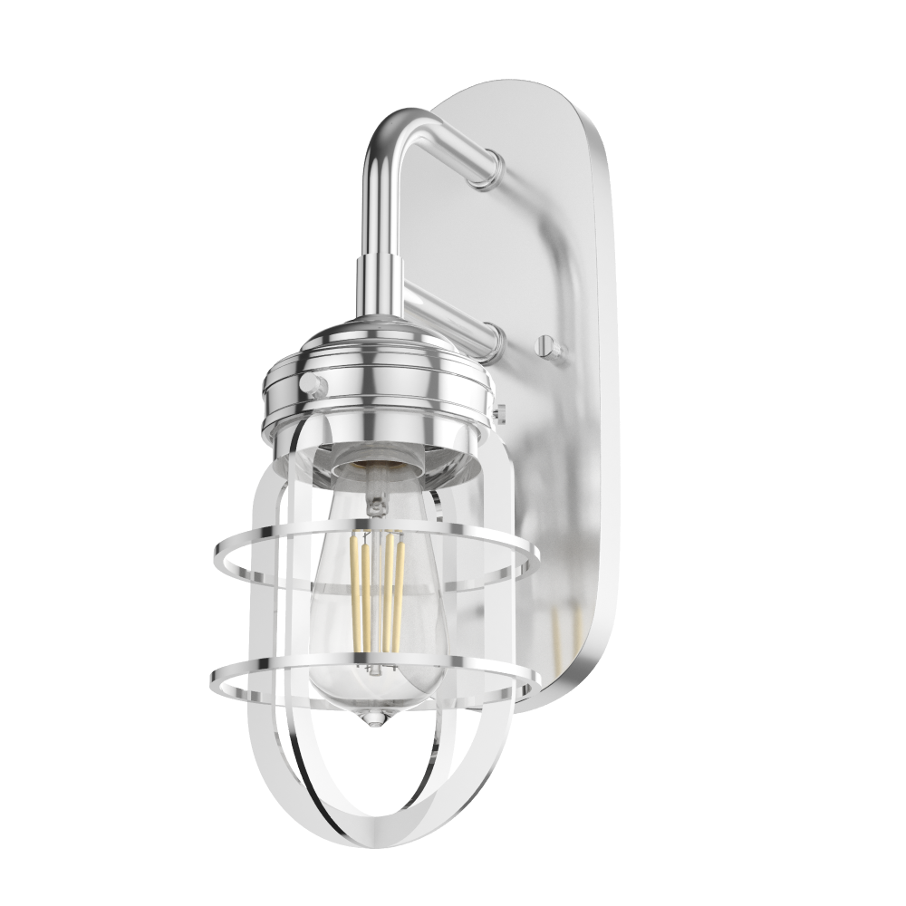 Hunter Starklake Chrome 1 Light Sconce Wall Light Fixture