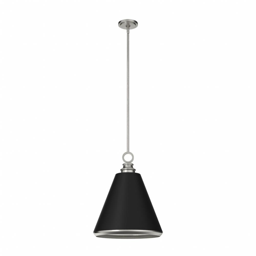 Hunter Klein Brushed Nickel and Flat Matte Black 3 Light Pendant Ceiling Light Fixture