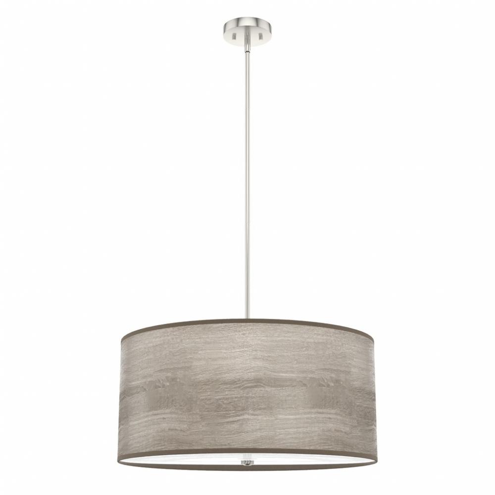 Hunter Solhaven LT Grey Oak & Brushed Nickel with Painted Cased White Glass 4 LT Pendant Ceiling LT