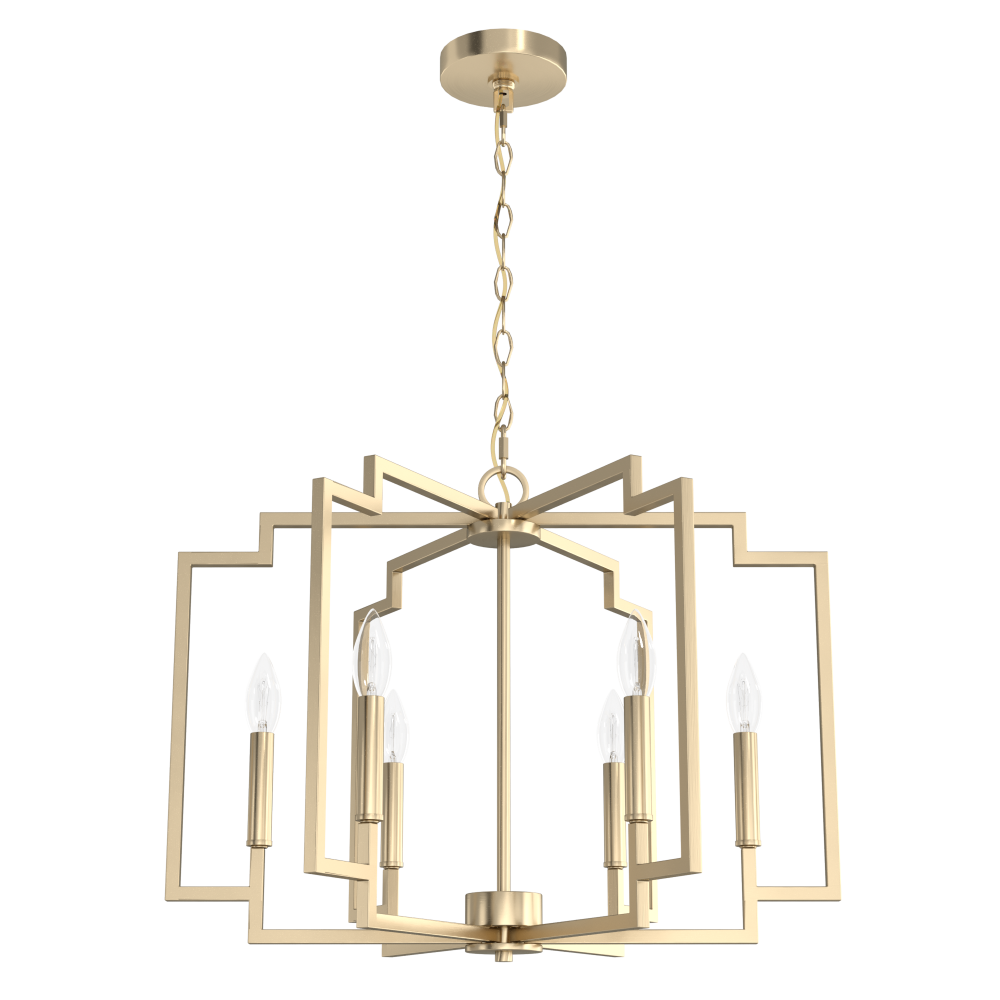 Hunter Zoanne Alturas Gold 6 Light Chandelier Ceiling Light Fixture