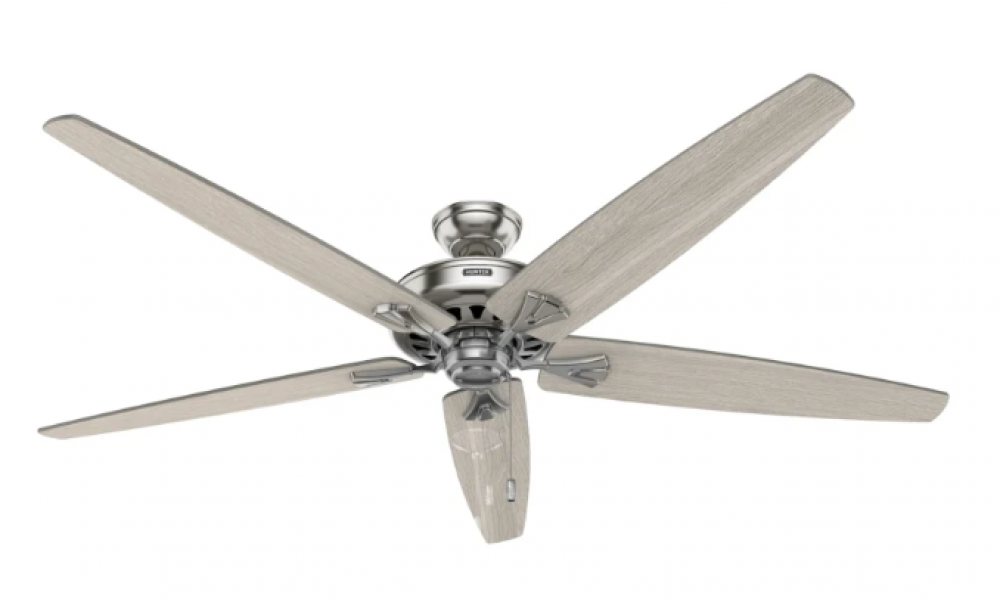 Hunter 70 inch Stockbridge Brushed Nickel Ceiling Fan with LED Light Kit and Pull Chain