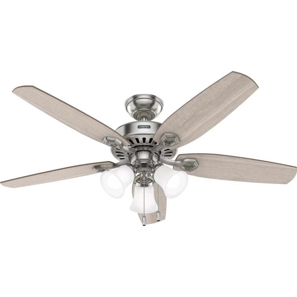 Hunter 52 inch Builder ENERGY STAR® Brushed Nickel Ceiling Fan with LED Light Kit and Pull Chain