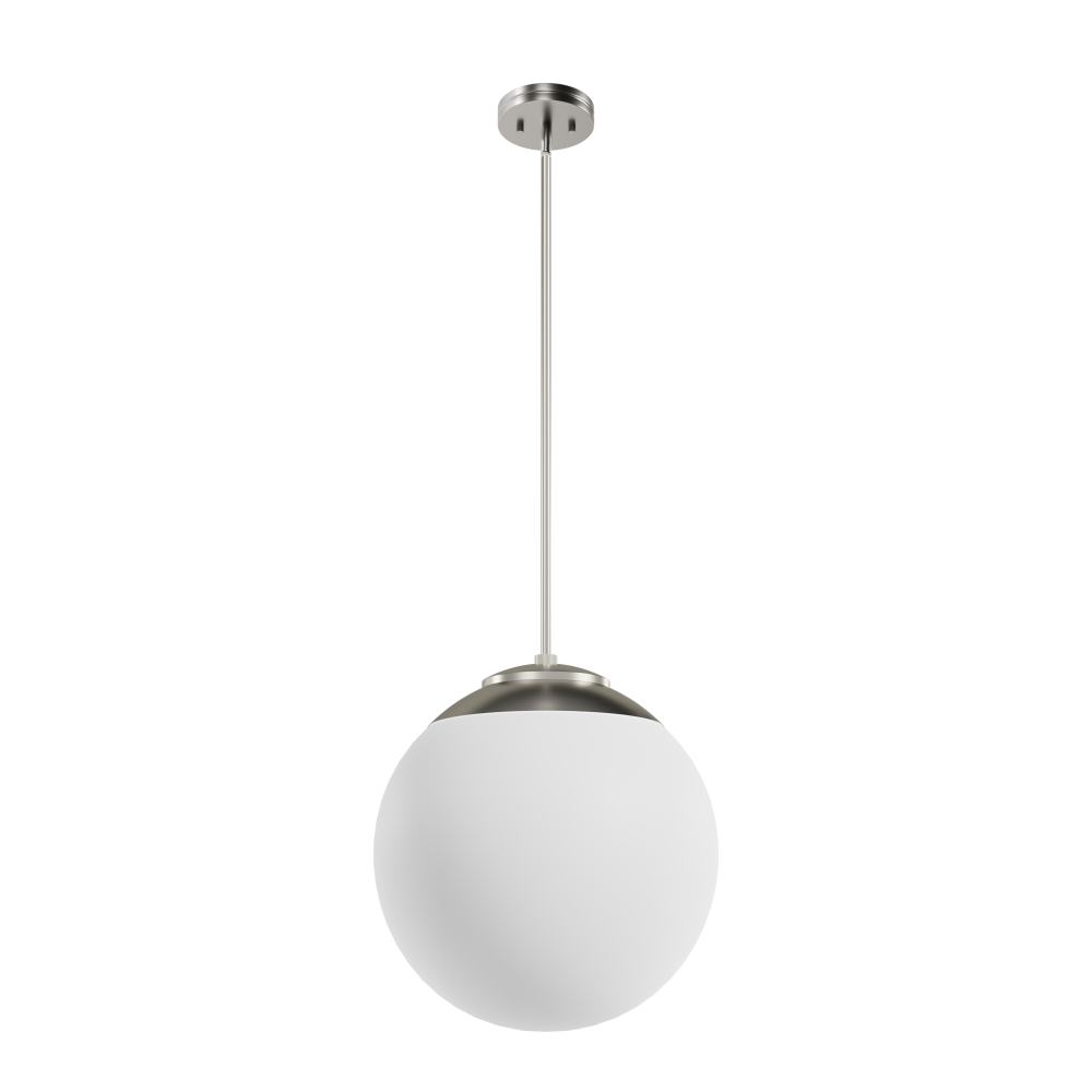 Hunter Hepburn Brushed Nickel with Cased White Glass 3 Light Pendant Ceiling Light Fixture