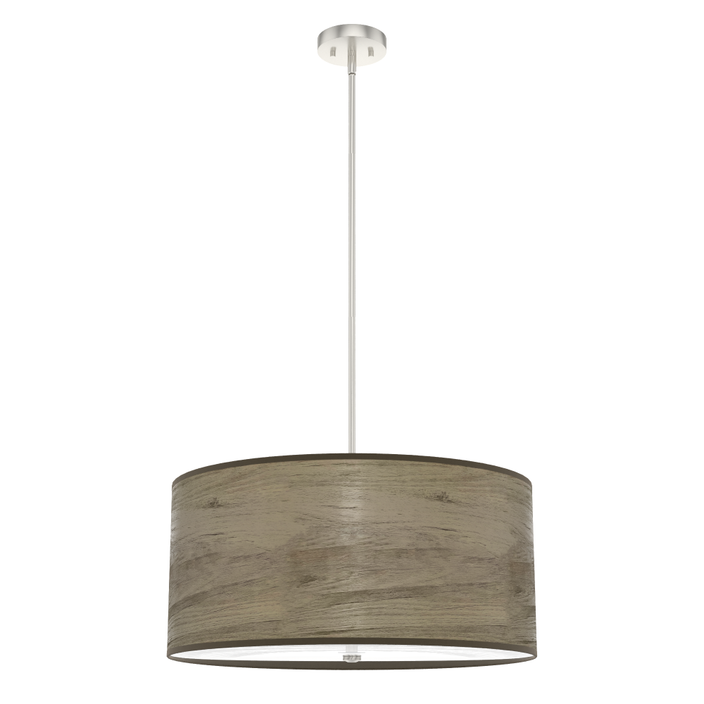 Hunter Solhaven Warm Grey Oak & Brushed Nickel with Painted Cased White Glass 4 Light Pendant