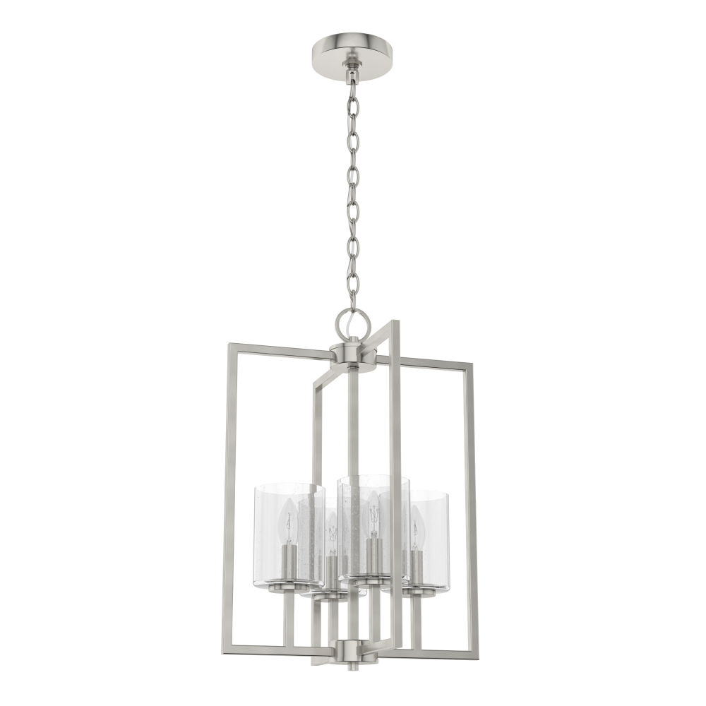 Hunter Kerrison Brushed Nickel with Seeded Glass 4 Light Pendant Ceiling Light Fixture