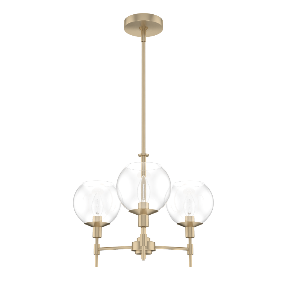 Hunter Xidane Alturas Gold with Clear Glass 3 Light Chandelier Ceiling Light Fixture