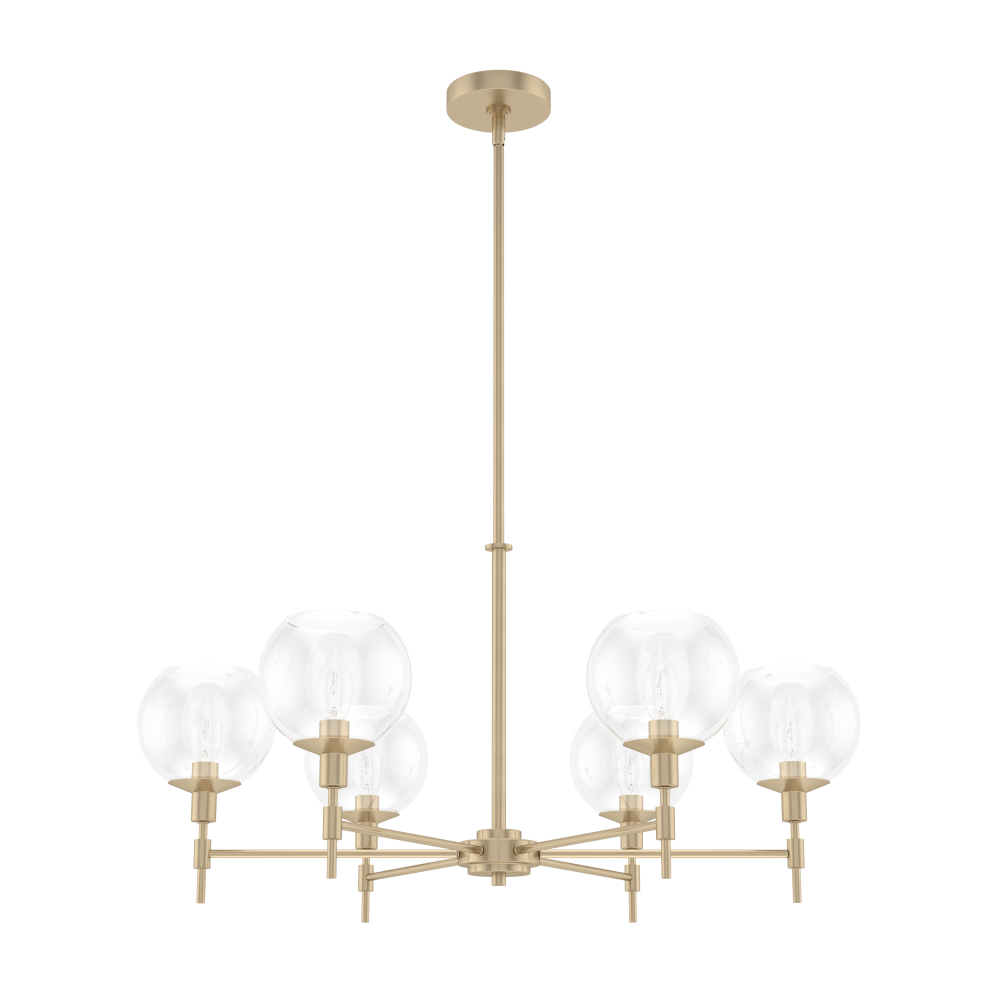 Hunter Xidane Alturas Gold with Clear Glass 6 Light Chandelier Ceiling Light Fixture