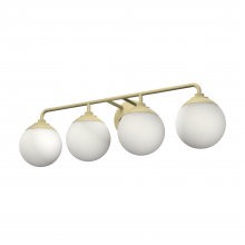 Hunter 19179 - Hunter Hepburn Modern Brass with Cased White Glass 4 Light Bathroom Vanity Wall Light Fixture