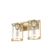 Hunter 48001 - Hunter Astwood Alturas Gold with Clear Glass 2 Light Bathroom Vanity Wall Light Fixture