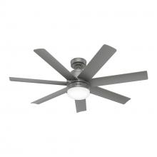 Hunter 52376 - Hunter 52 in Brazos ENERGY STAR® Matte Silver Damp Rated Ceiling Fan w/ LED LT Kit & Handheld Remote