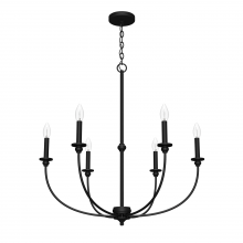 Hunter 19634 - Hunter Southcrest Matte Black 6 Light Chandelier Ceiling Light Fixture