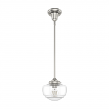 Hunter 19029 - Hunter Saddle Creek Brushed Nickel with Seeded Glass 1 Light Pendant Ceiling Light Fixture