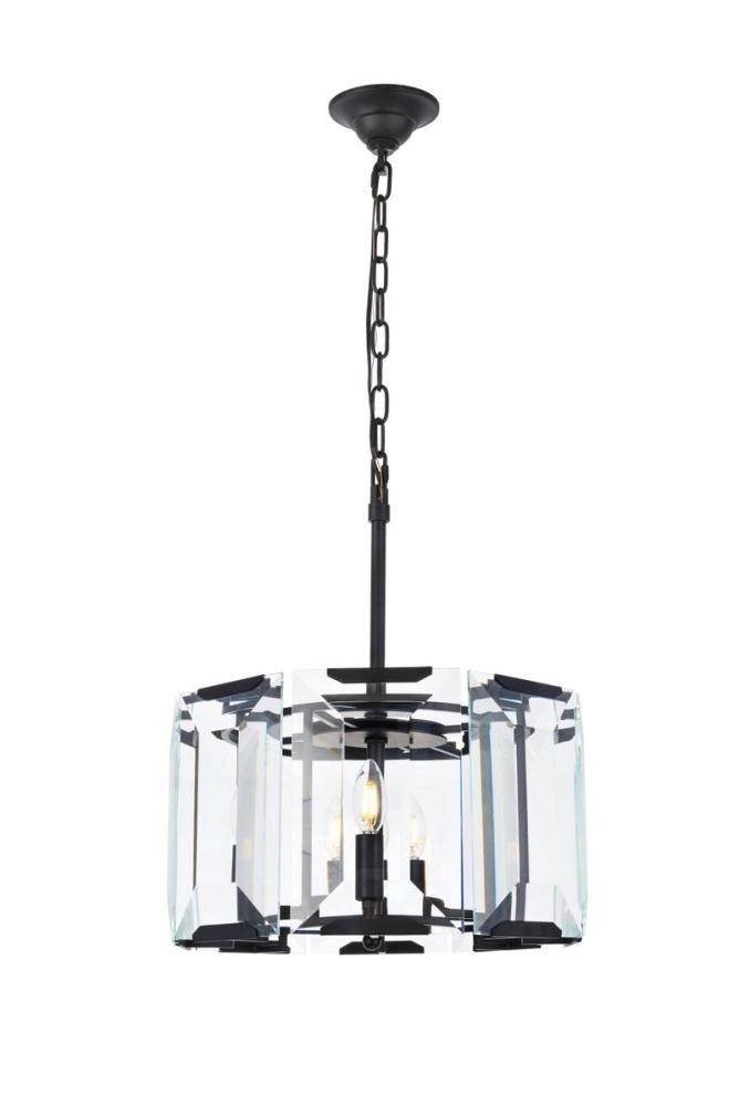 Monaco 4 light Flat Black (Matte) Pendant Clear Glass Crystal