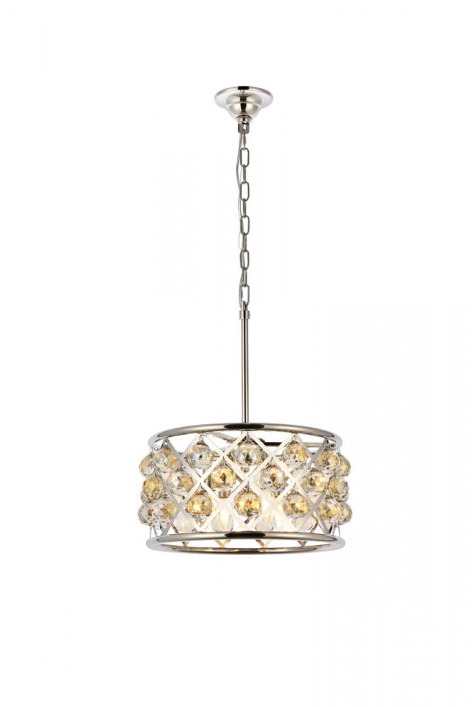 Madison 4 Light Polished Nickel Pendant Golden Teak (Smoky) Royal Cut Crystal