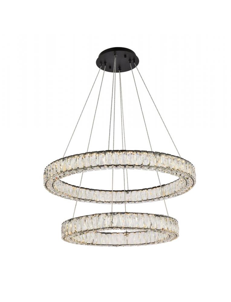 Monroe 32 Inch LED Double Ring Chandelier in Black