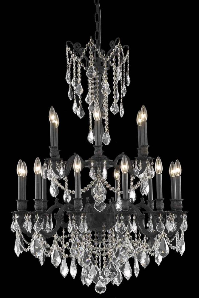 Rosalia 18 Light Dark Bronze Chandelier Clear Royal Cut Crystal