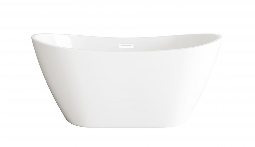 59 inch Soaking Bathtub in Glossy White with Polished White Trim