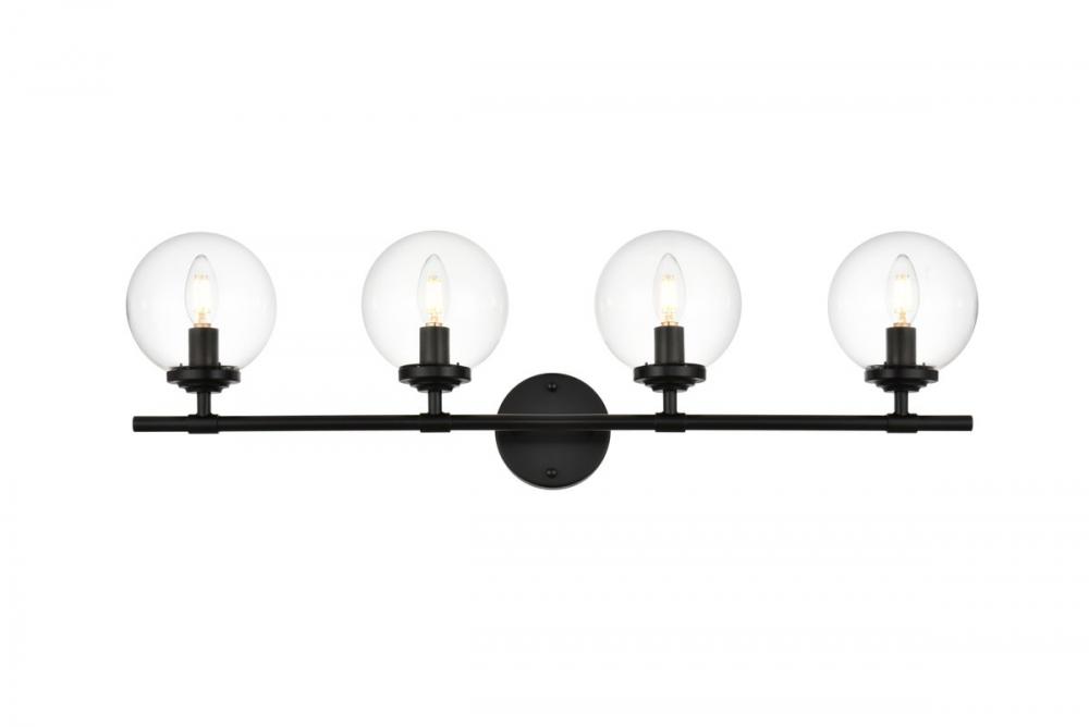 Ingrid 4 Light Black and Clear Bath Sconce