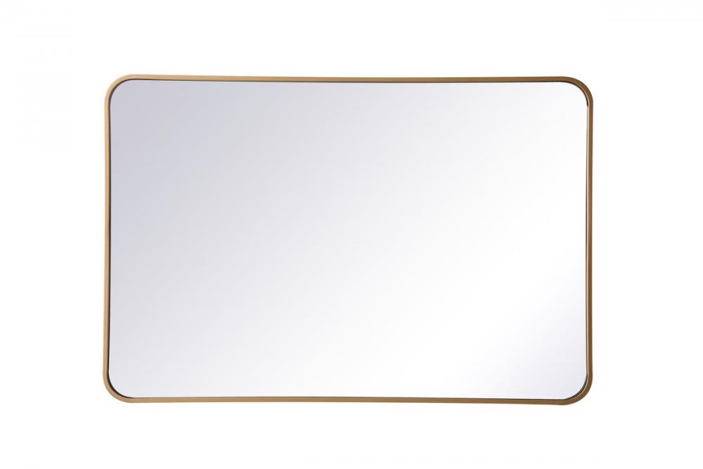 Soft corner metal rectangular mirror 27x40 inch in Brass