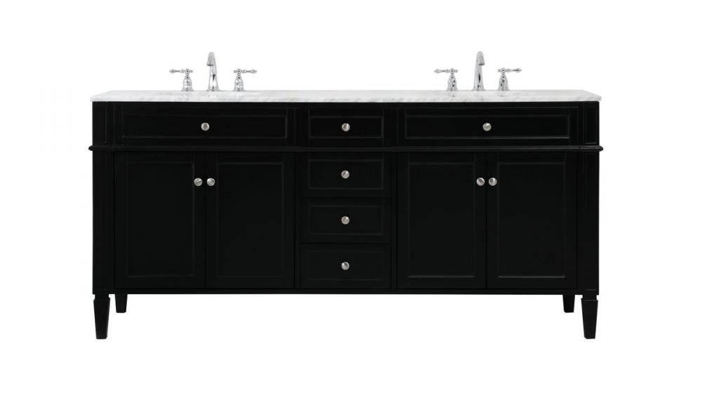 72 Inch Double Bathroom Vanity in Black