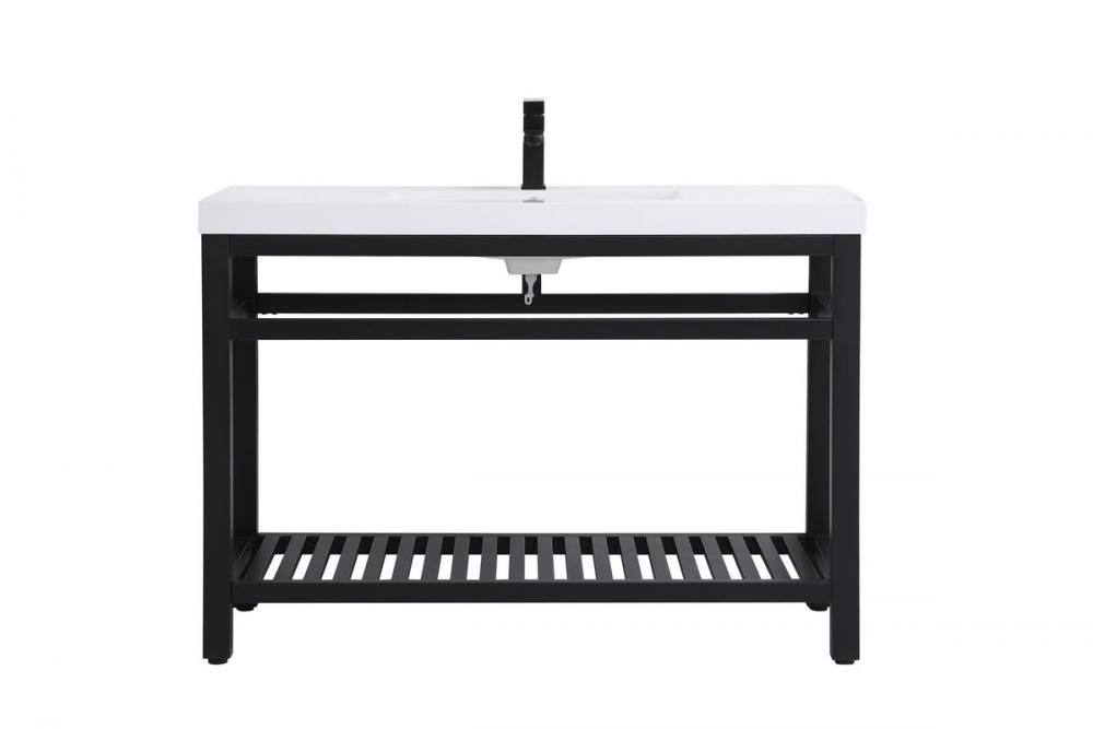 48 Inch Single Bathroom Metal Vanity in Black